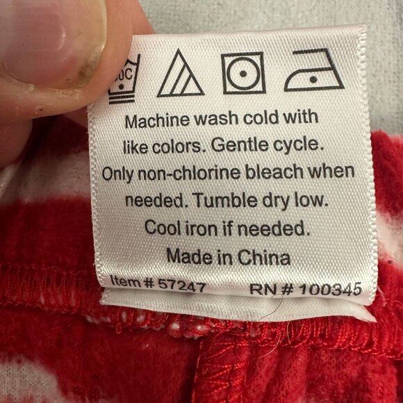 Red White Striped Lounge Pants Plush Polyester Large Comfy Relaxed Fit - Picture 4 of 4